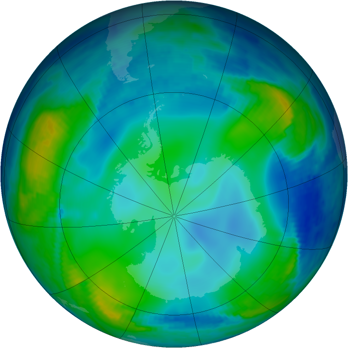 Antarctic ozone map for 16 June 1997